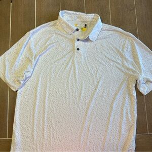 Stylish White Patterned Polo Shirt